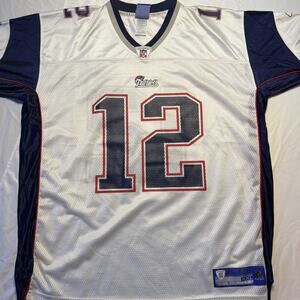 Tom Brady NFL White Jersey #12 Reebok XXL New England Patriots